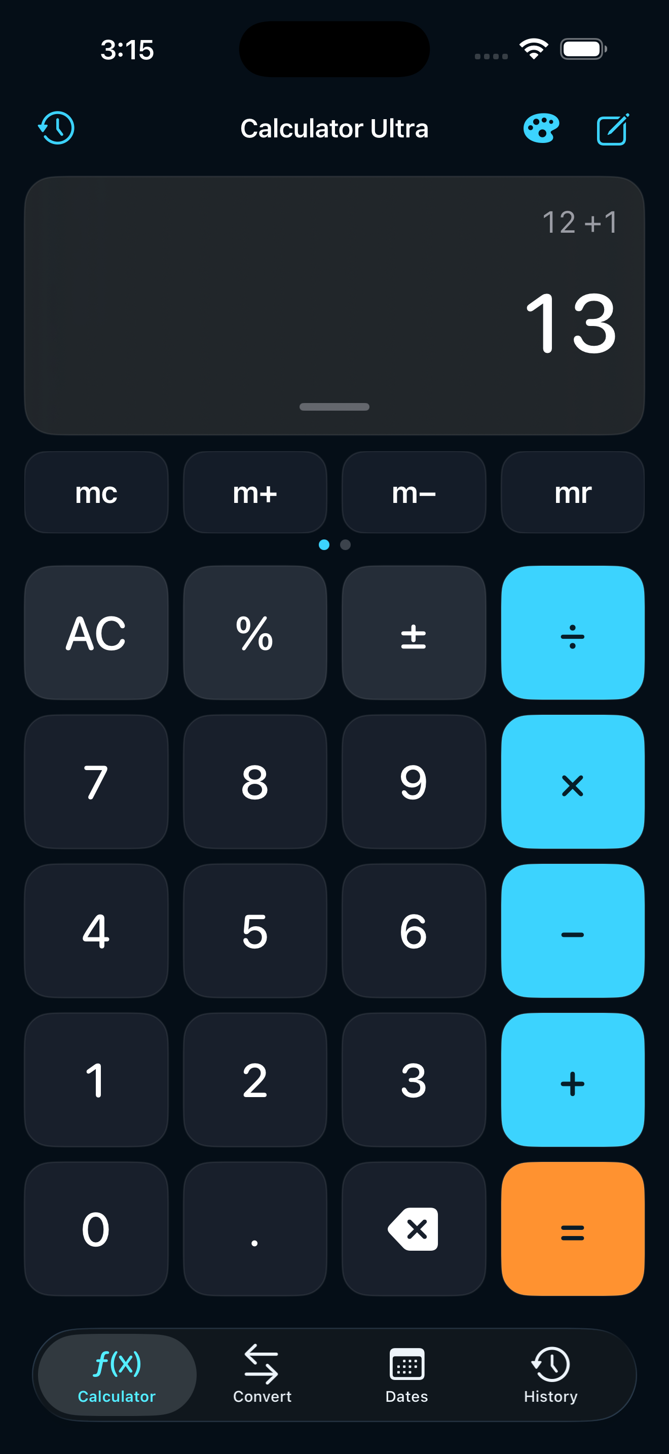 Calculator Ultra dark calculator screen with large keypad